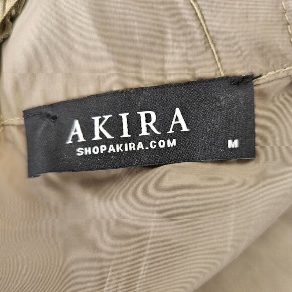 Akira Shorts Romper Mock Neck Long Slv Zip Close Lightweight Womens M Green - Picture 5 of 12